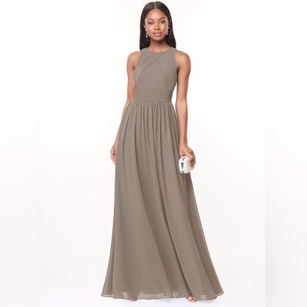 Azazie Harper Dress in Taupe